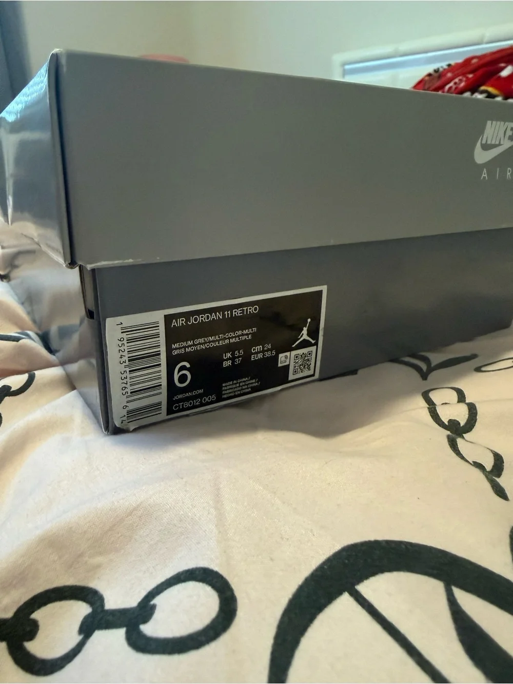 Jordan Grey and White Men's Sneakers Box